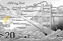 中國香港新貌紀(jì)念銀幣2盎司長方形銀質(zhì)紀(jì)念幣