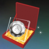 2014年11月：定做深圳金溢科技公司戰(zhàn)略合作伙伴純銀紀(jì)念盤制作