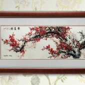 紅梅報(bào)春圖純銀銀畫(huà)批發(fā)零售個(gè)性定制純銀浮雕銀畫(huà)