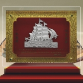 三帆屏風一帆風順純銀擺件